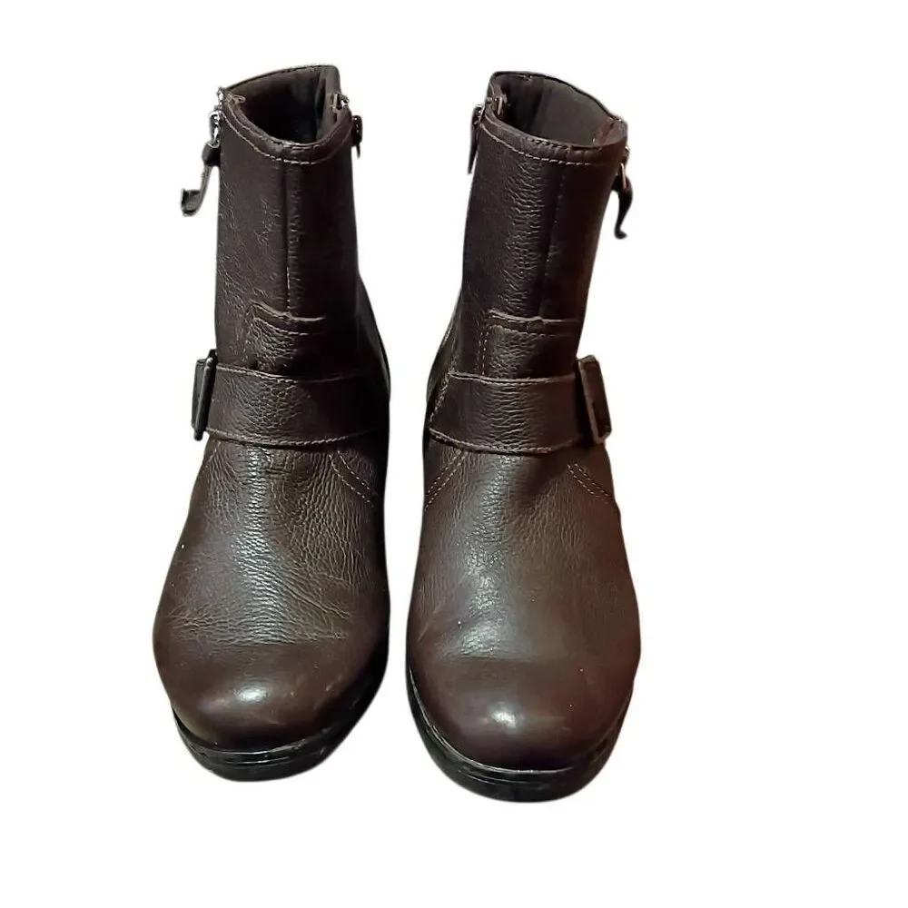 Clark's Women's Merrian Lynn Boots 8.5 Zip Sides Ankle Bootie Buckle Beauties